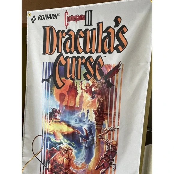 CASTLEVANIA III Dracula's Curse Nintendo NES Boxart 5' Simon Belmont Flag Poster